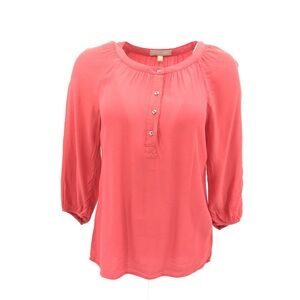 Banana Republic Coral Shirred Raglan 3/4 Length Sleeves Top Size Small